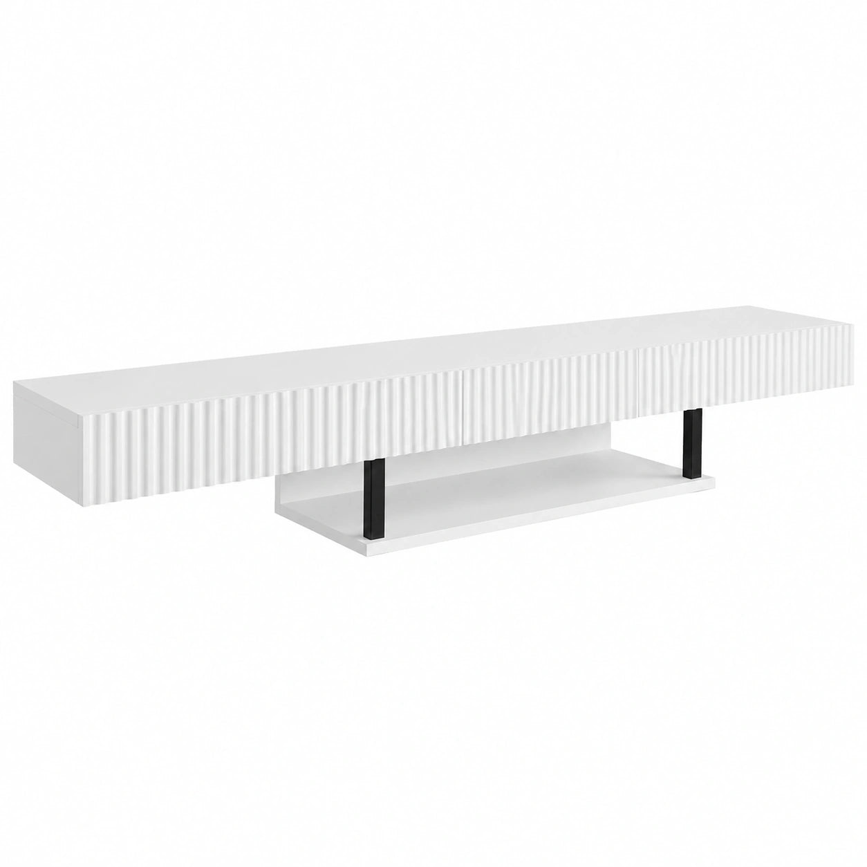 Mobile TV sospeso 150 cm Renzo, Per soggiorno e sala da pranzo moderni, 1 cassetto, Struttura in melamina opaca 150 × 30 × 22 cm (Bianco)