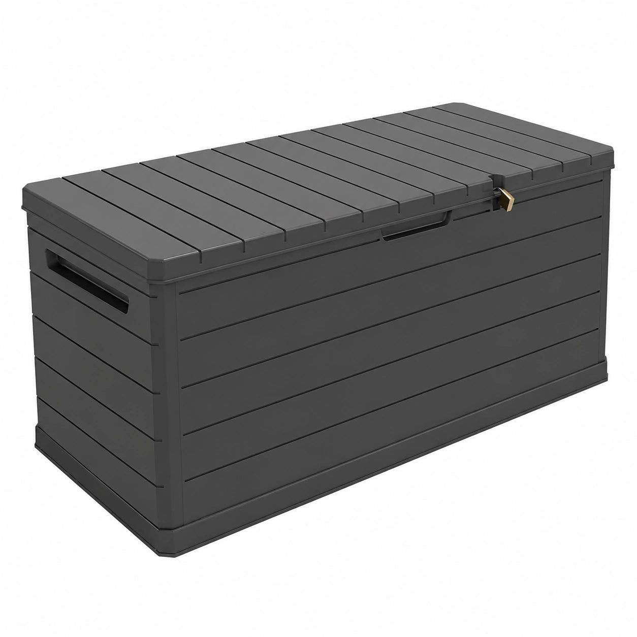 arte Plast - Baule di Stoccaggio Esterno 350L - Baule da Giardino Grigio 118,5 × 52 × 57cm - Maniglie di Trasporto - Resistente all'Acqua