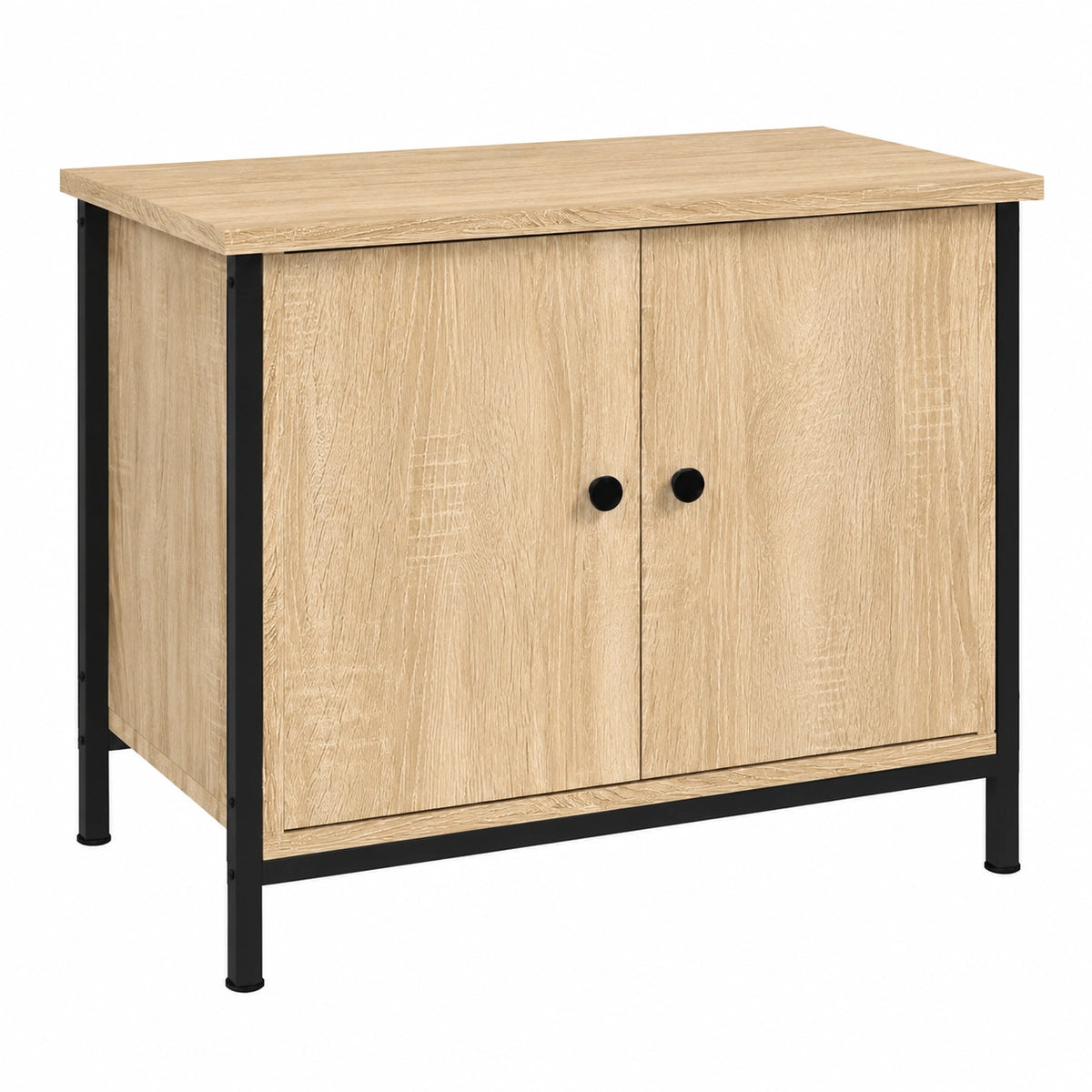 Mobile TV con ante in rovere Sonoma, 60 × 35 × 45 cm, Legno ingegnerizzato, 2 scomparti, gambe in metallo