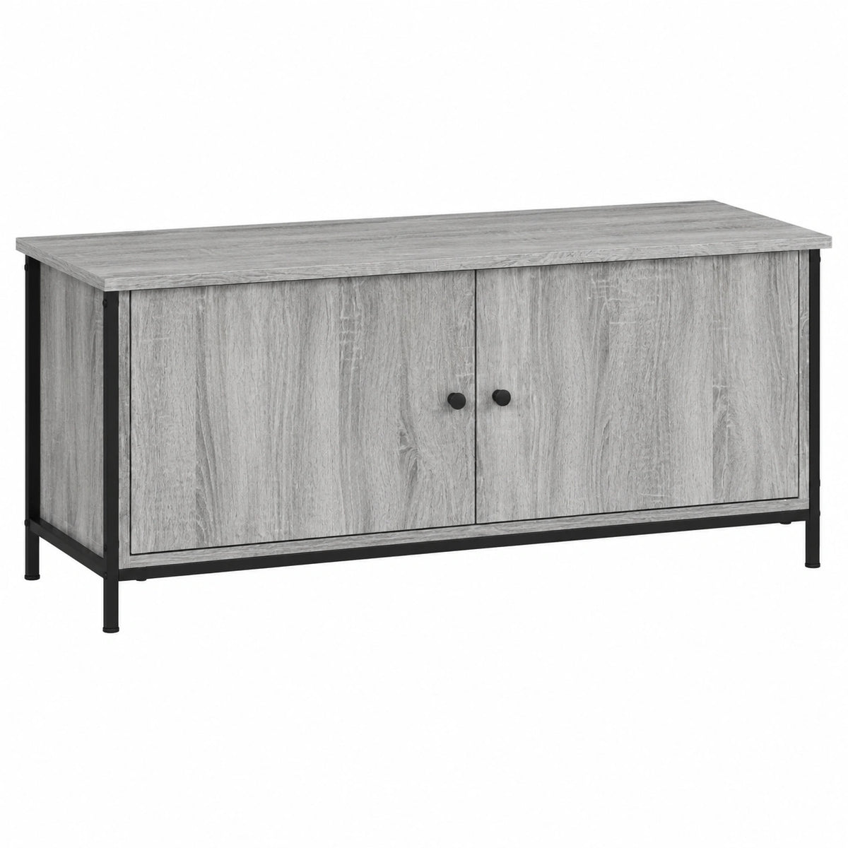 Mobile TV con ante grigio Sonoma 102 × 35 × 45 cm in legno con 4 scomparti e robusto piano superiore per il soggiorno con pratico spazio