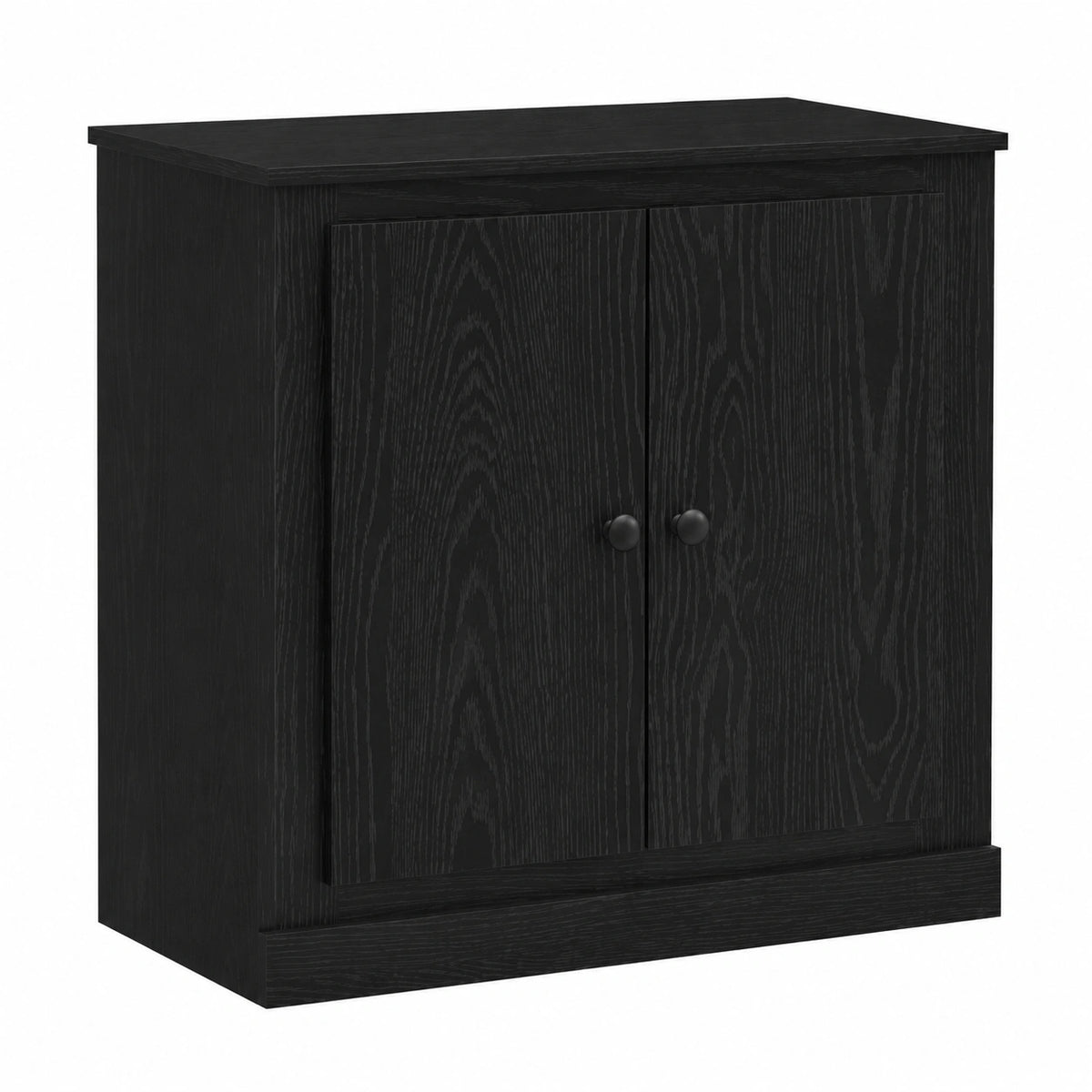 Credenza nera effetto rovere, 70 × 35,5 × 67,5 cm, mobile TV con ante, in legno, per soggiorno