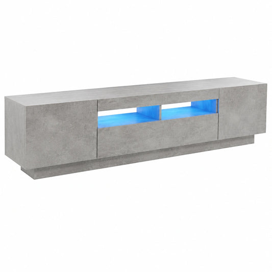 Mobile Porta TV con Luci LED Grigio Cemento 200 × 35 × 40 cm