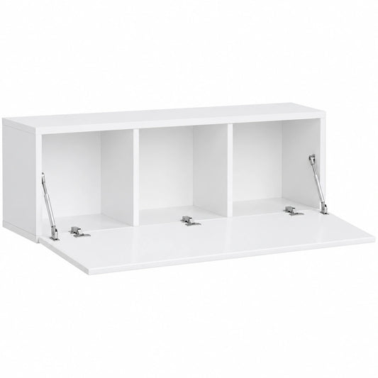 Mobile TV Sospeso Con 3 Vani Contenitore E Anta A Ribalta Reversibile Frontale Lucido In Melaminico Minimal Per Soggiorno Salotto Zona Living 160 ×