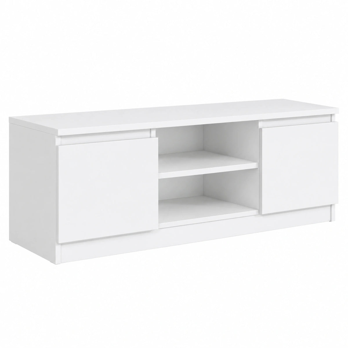 Mobile TV 120 cm, 2 Cassetti e 2 Scomparti, Bianco, Porta TV, Mobile Soggiorno