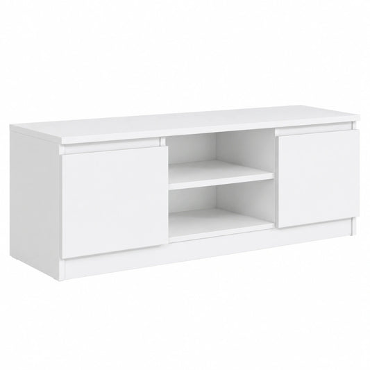 Mobile TV 120 cm, 2 Cassetti e 2 Scomparti, Bianco, Porta TV, Mobile Soggiorno
