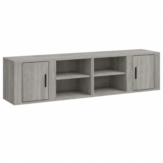 Mobile TV grigio Sonoma, 2 pezzi, 80 × 31,5 × 36 cm, in legno, con 3 scomparti