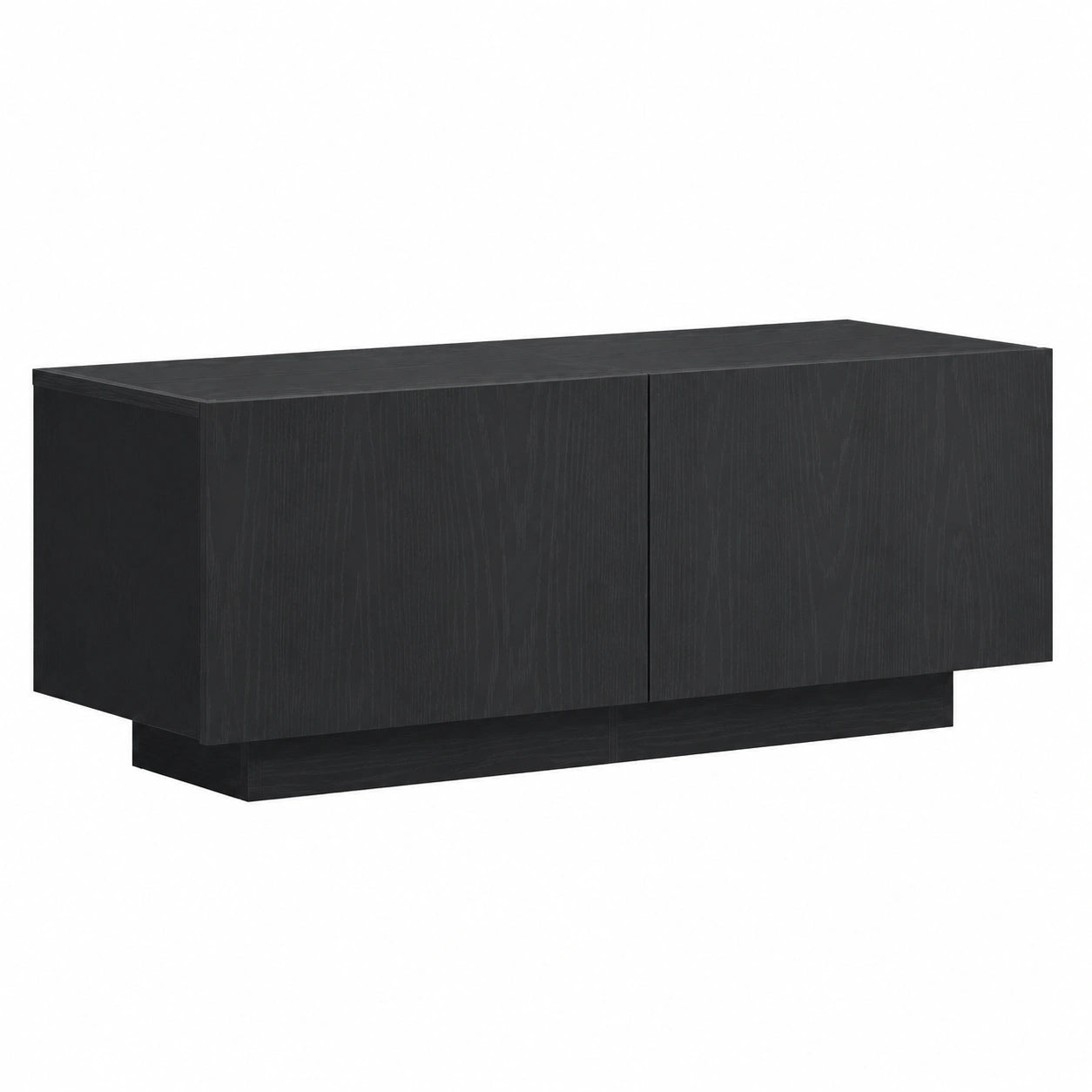 Mobile TV sottile con vano portaoggetti, funzionale mobile TV con ante a cerniera e minimalista per soggiorno in nero effetto rovere 100 × 35 × 40 cm