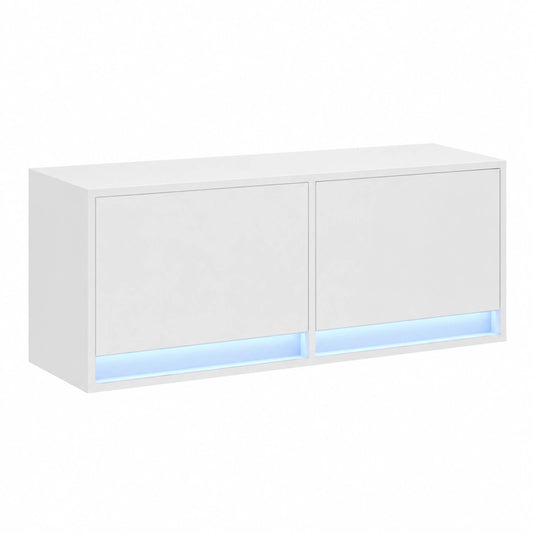 Mobile Porta TV 100 cm Mobile TV a Parete con Luci LED Mobile TV Soggiorno 100 cm Mobile TV sospeso Mobili soggiorno-Bianco-100 cm