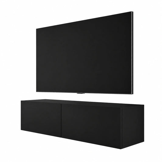 Mobile TV sospeso (L x P x A): 140 cm, A: 34 cm, P: 32 cm, mobile TV in nero opaco