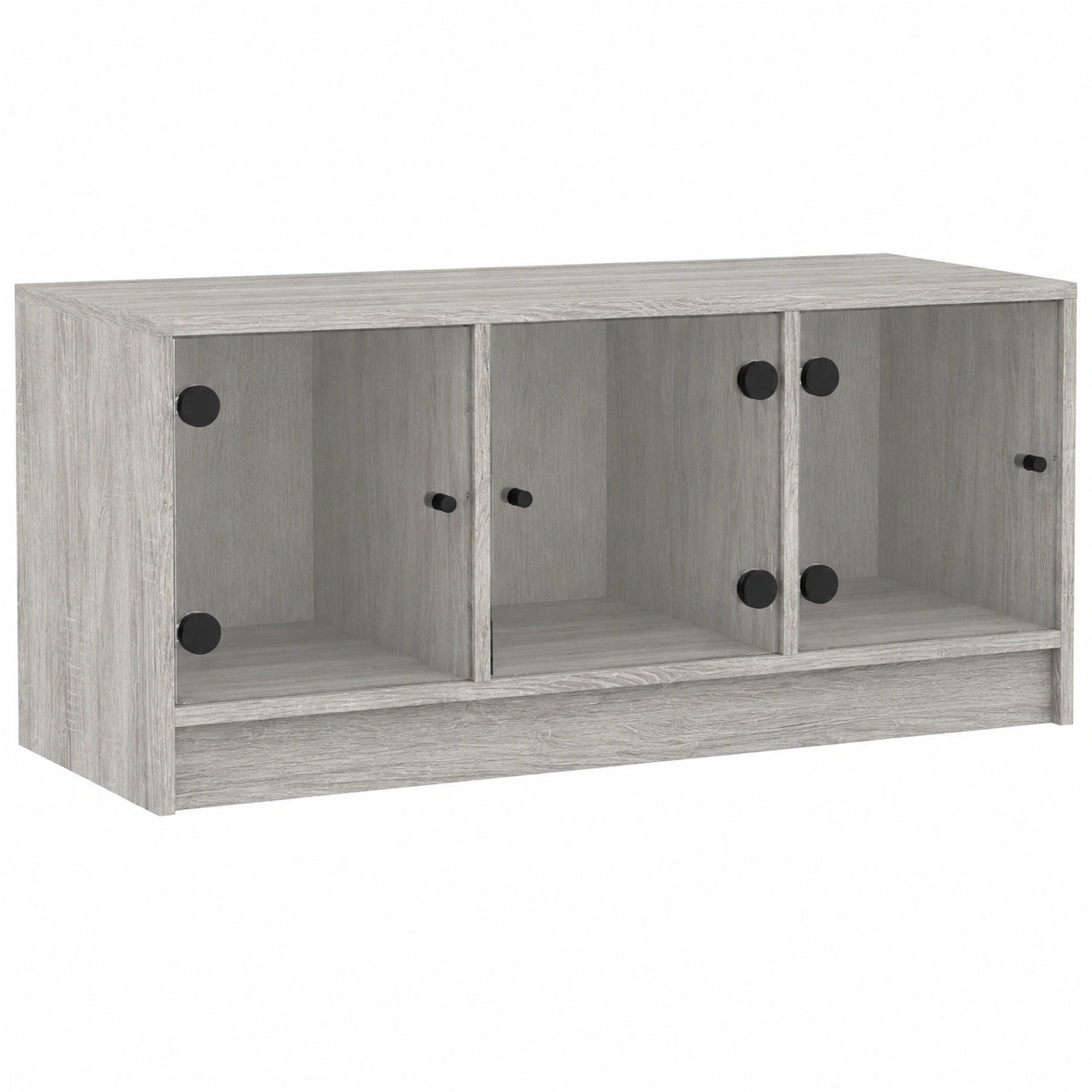 Mobile TV con ante in vetro, 102 × 37 × 42 cm, in legno e vetro, moderno, per soggiorno