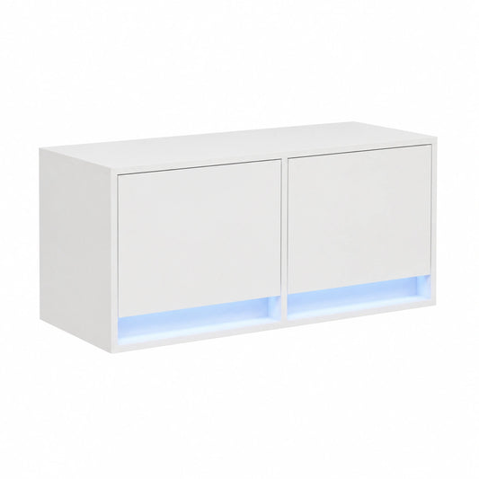 Mobile Porta TV 80 cm Mobile TV a Parete con Luci LED Mobile TV Soggiorno 80 cm Mobile TV sospeso Mobili soggiorno-Bianco-80 cm