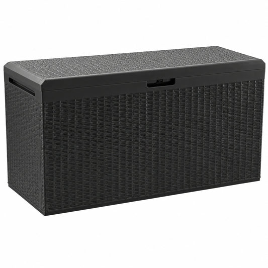 Casaria Baule da Esterno 290L 117 × 47 × 60cm, Aspetto Polyrattan, 6 Ruote, Multibox, Contenitore Cuscini