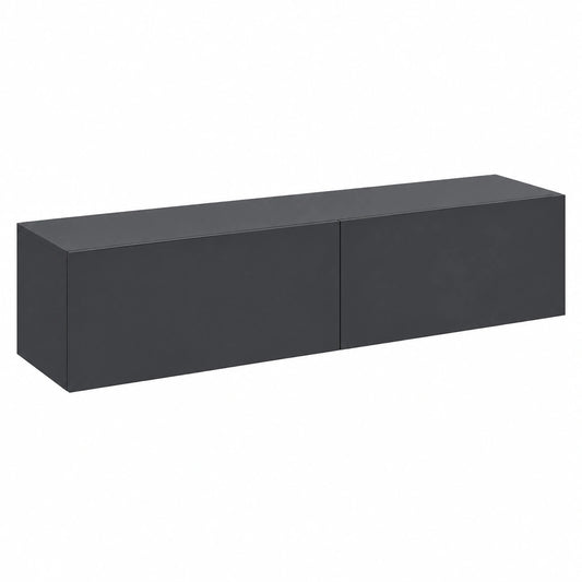 Mobile da Parete Porta TV con 2 Scomparti Chiusi Ante a Ribalta Pensile Multiuso Armadio Sospeso a Muro 140 × 33 × 30 cm - Grigio Scuro Opaco