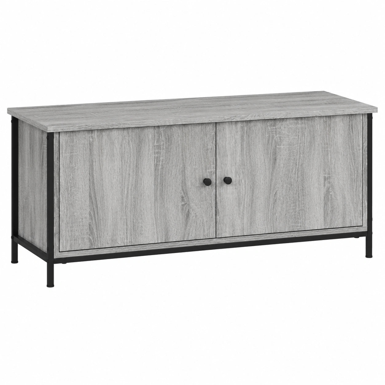 Mobile TV con ante grigio Sonoma 102 × 35 × 45 cm in legno con 4 scomparti e robusto piano superiore per il soggiorno con pratico spazio