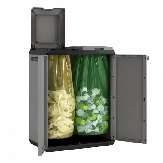Keter 9736000 Split Cabinet Recycling Basic 68 × 39 × 85 H, Grigio, 68 × 39 × 85 cm