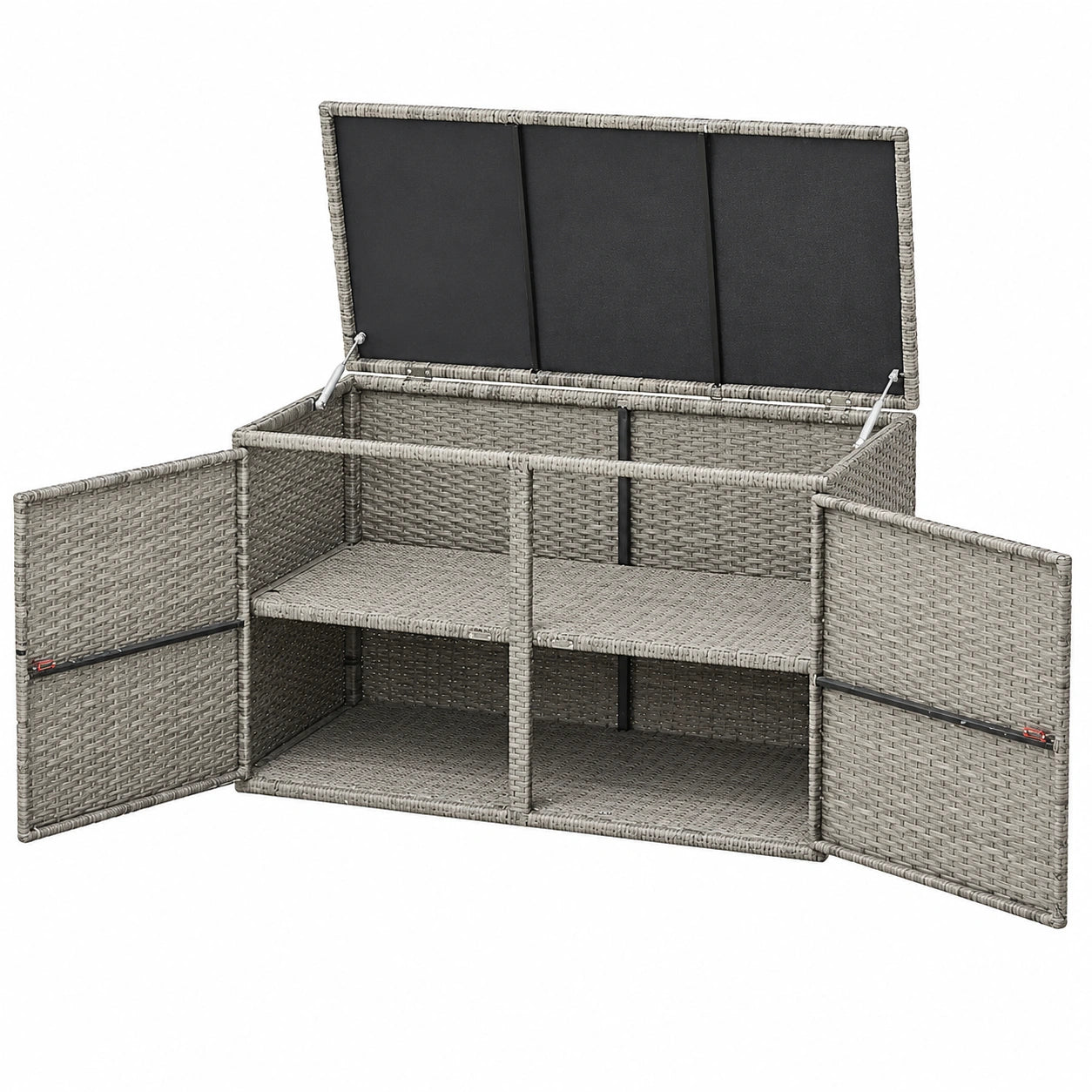Contenitore a 2 Livelli, Panca Contenitore da Esterno Multiuso, 115 × 60 × 65 cm (Grigio)