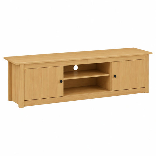 Scaffale TV da parete in legno di pino massello, 158 × 40 × 39,5 cm, mobile TV con ante oscillanti a 90° per riporre oggetti, moderno per soggiorno